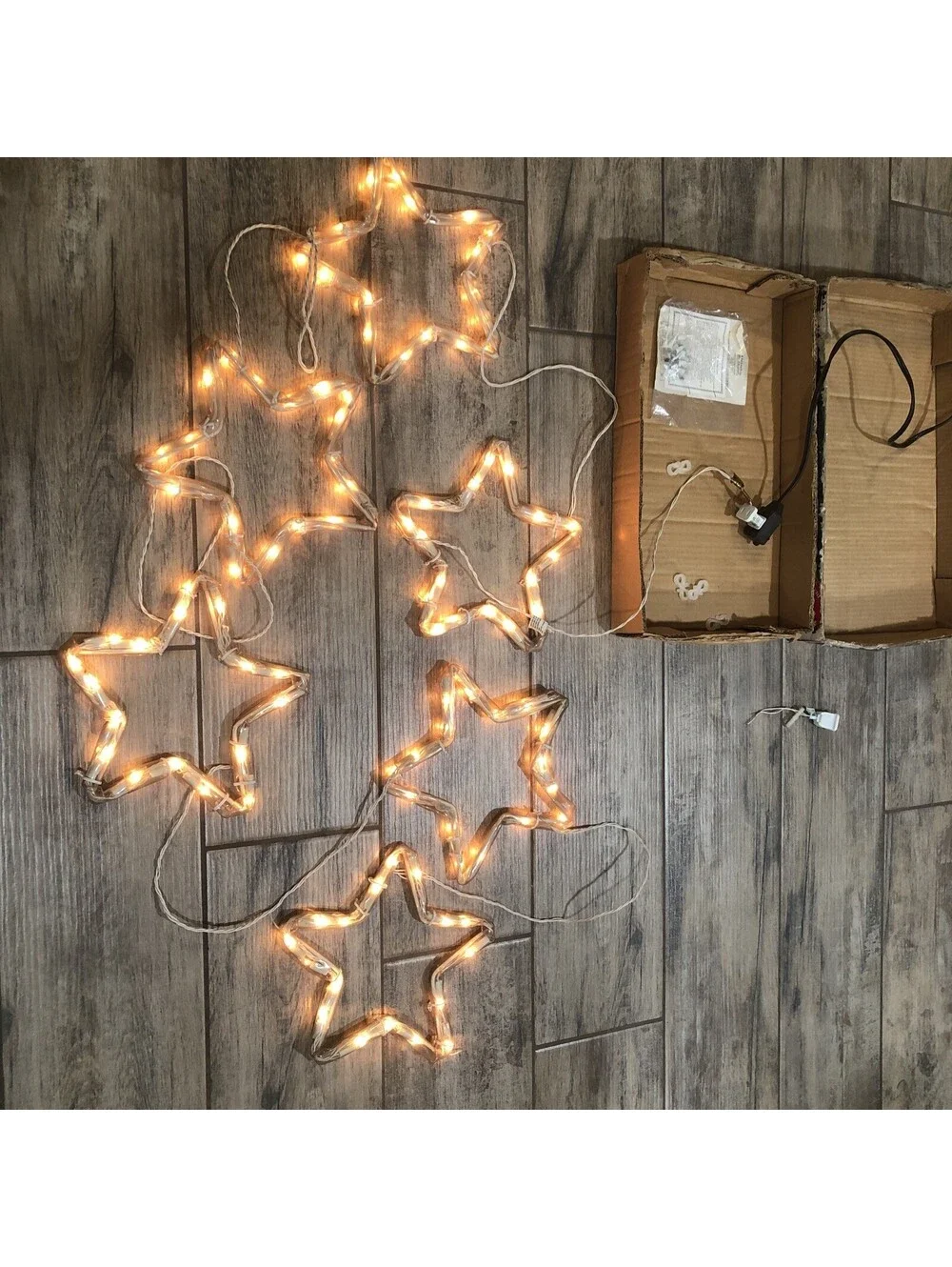 Vintage Mr. Christmas Mini Light Sculpture Stars String Of 6 10